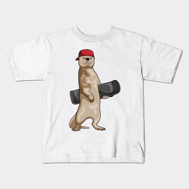 Otter Skater Skateboard Sports Kids T-Shirt by Markus Schnabel